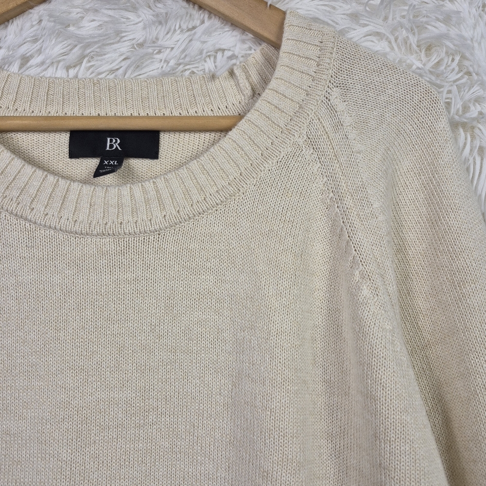 Banana Republic Beige Giorgio Linen Cotton Blend Sweater Mens 2XLT Quiet Luxury - Picture 2 of 8